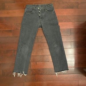 Levi's high-waisted black straight leg jeans